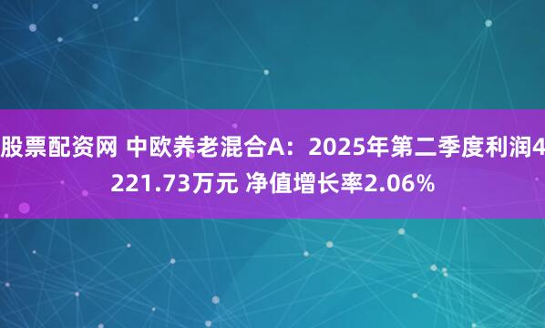 股票配资网 中欧养老混合A：2025年第二季度利润4221.73万元 净值增长率2.06%